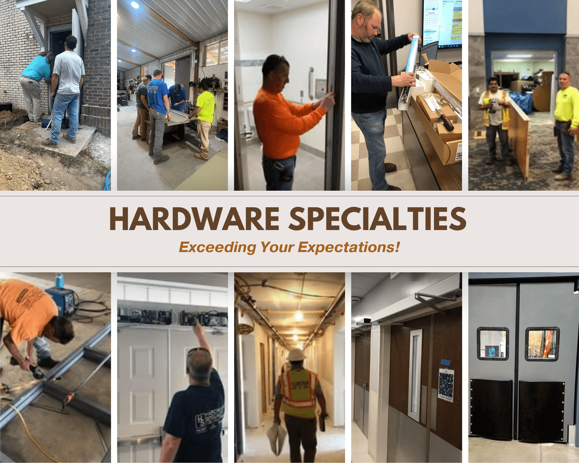 image shows collage of Hardware Specialties employees working in Greenville NC